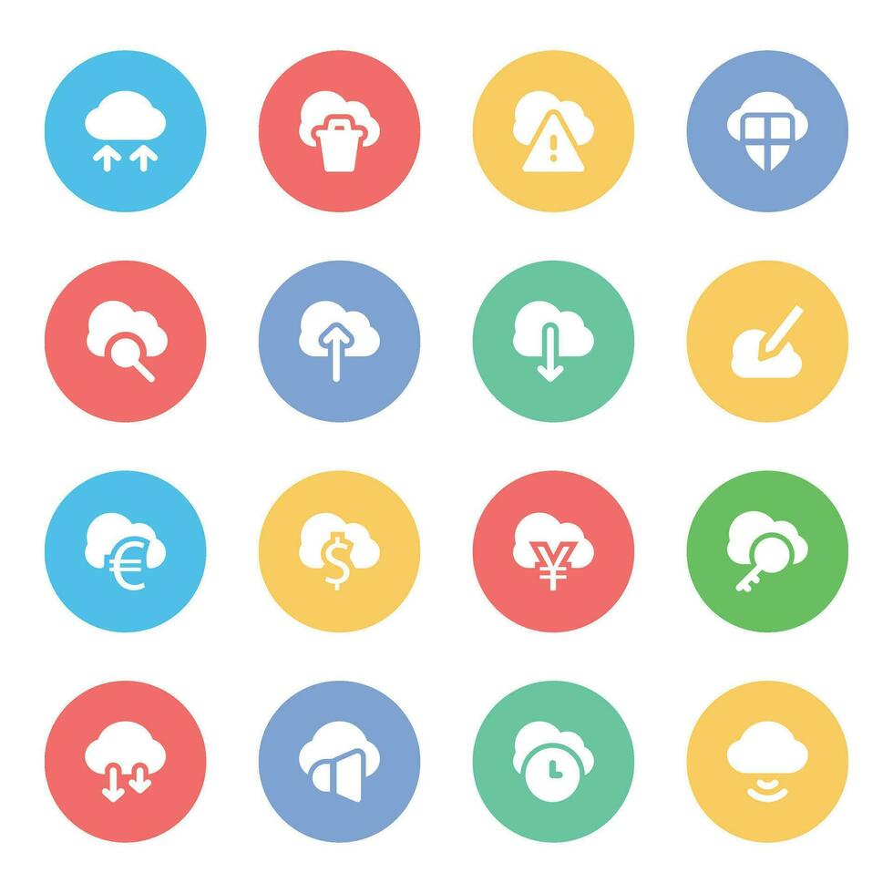 Set of Cloud Technology Flat Icons vector