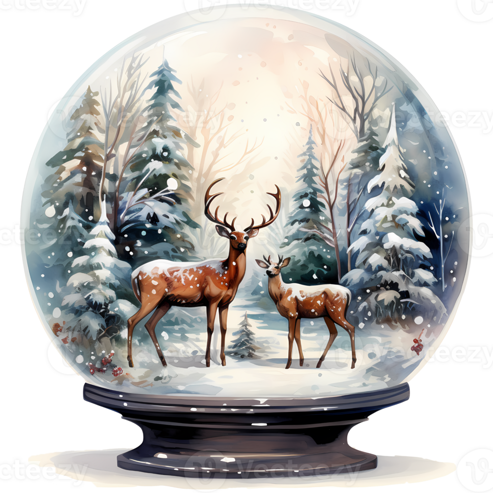 Snow Globes Christmas Watercolor Sublimation AI Generative png