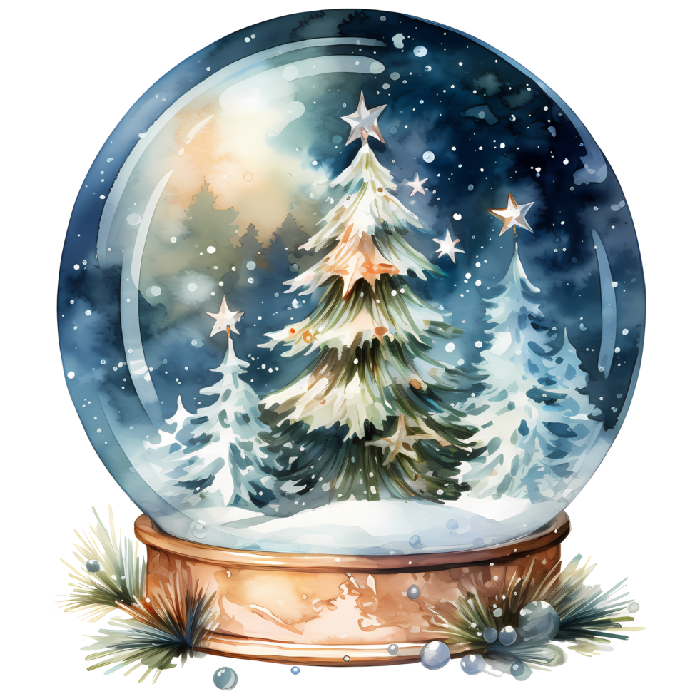 Snow Globes Christmas Watercolor Sublimation AI Generative png