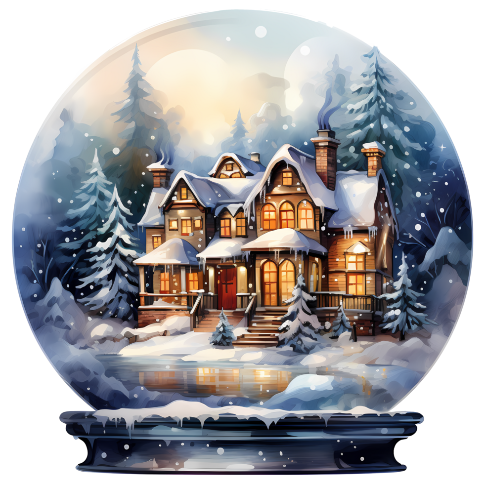 Snow Globes Christmas Watercolor Sublimation AI Generative png