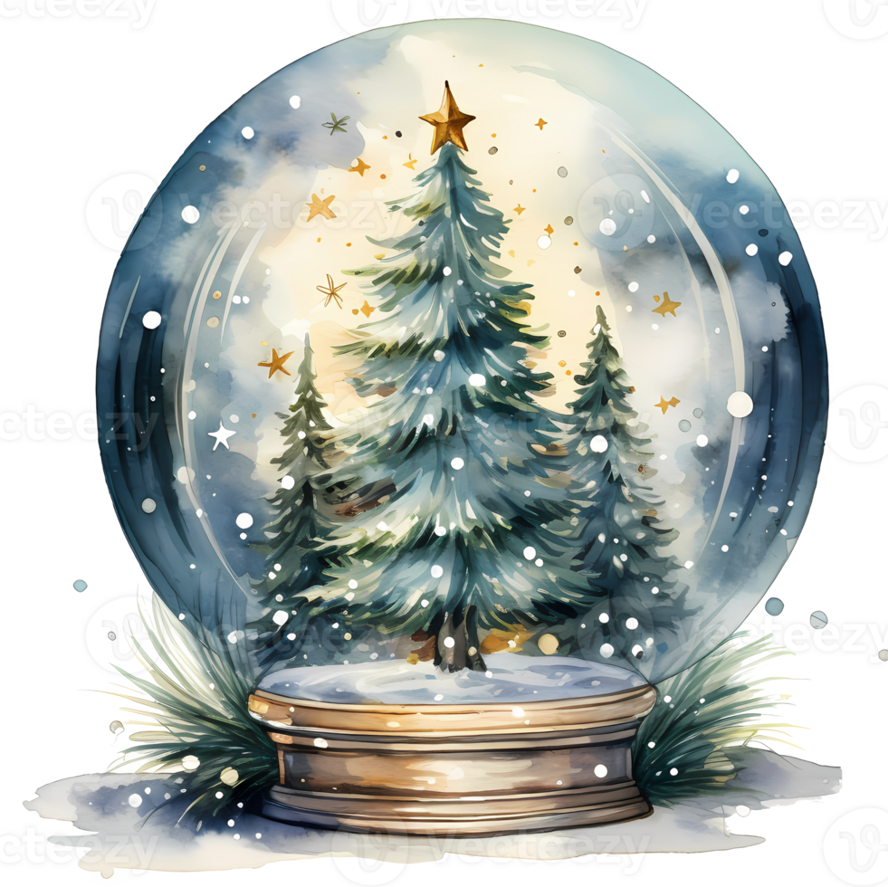 Snow Globes Christmas Watercolor Sublimation AI Generative png