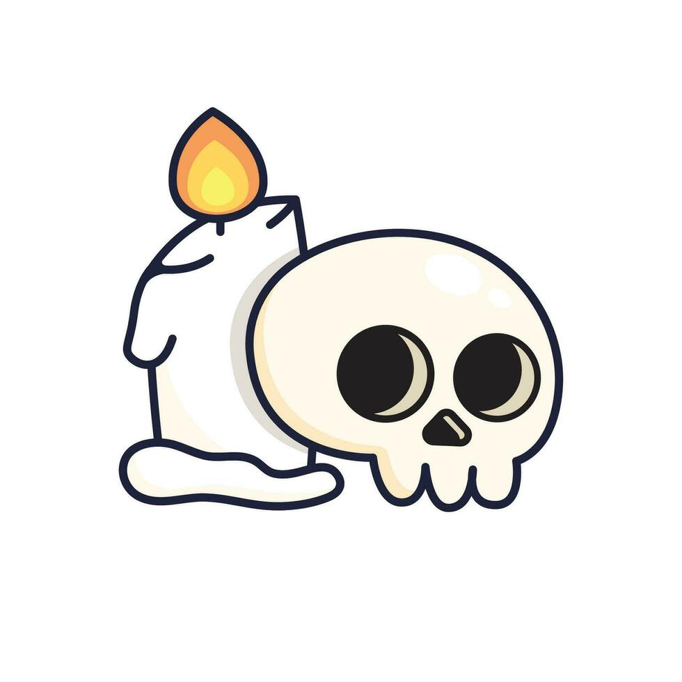 Simple Skull and Candle Illustration vector