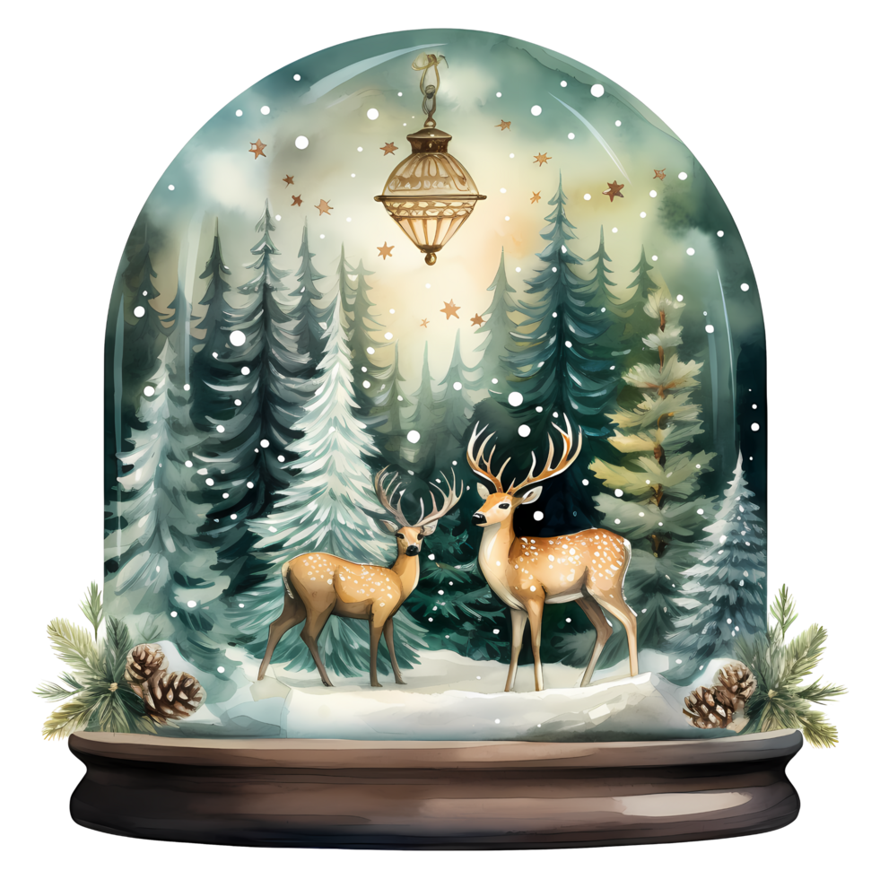 Snow Globes Christmas Watercolor Sublimation AI Generative png