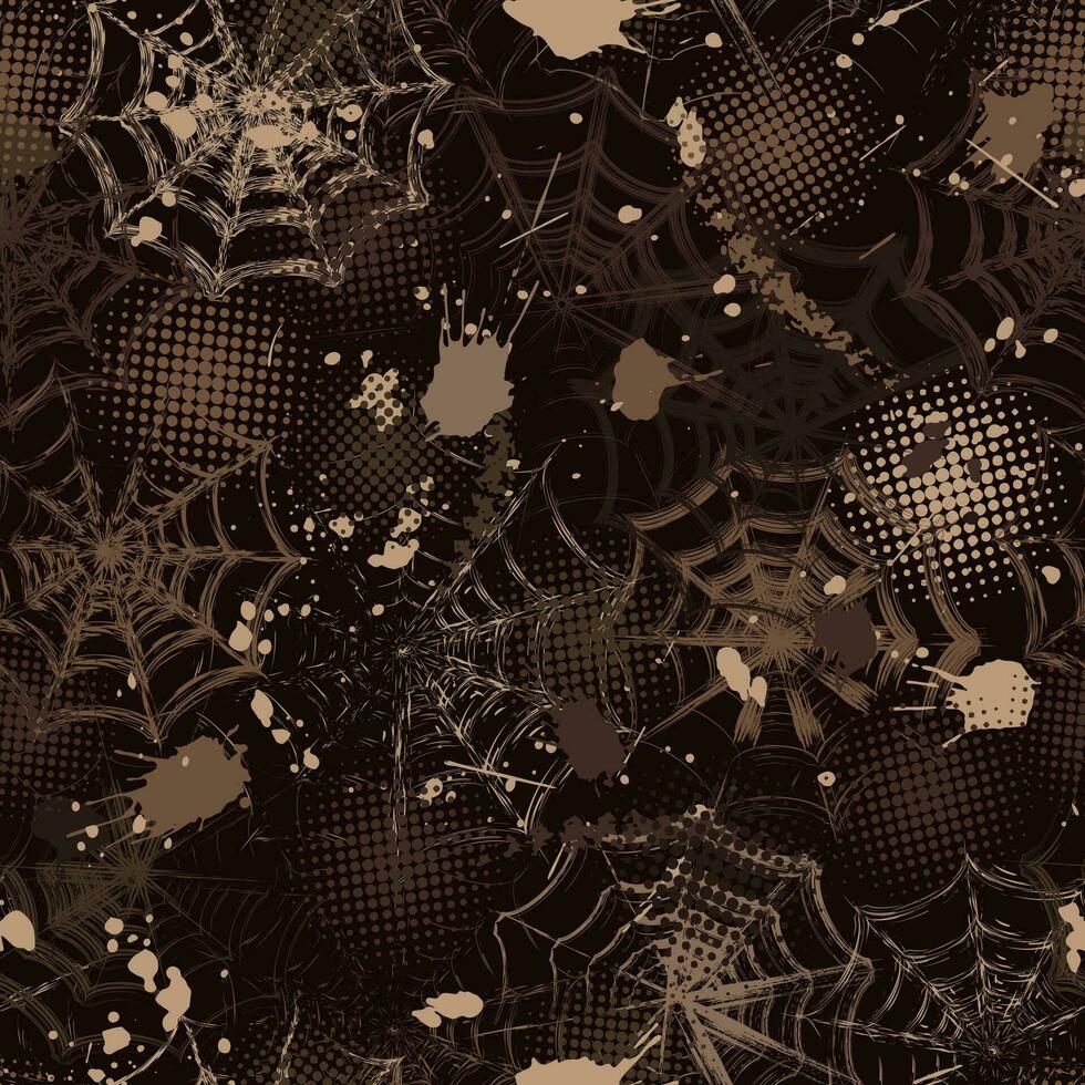 Abstract brown camouflage pattern with spiderweb vector