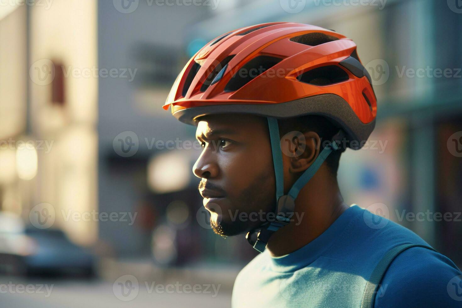 africano hombre ciclismo. generar ai foto