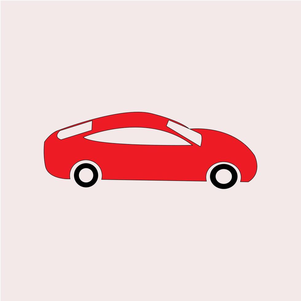 flat red car icon, red car illustration vector