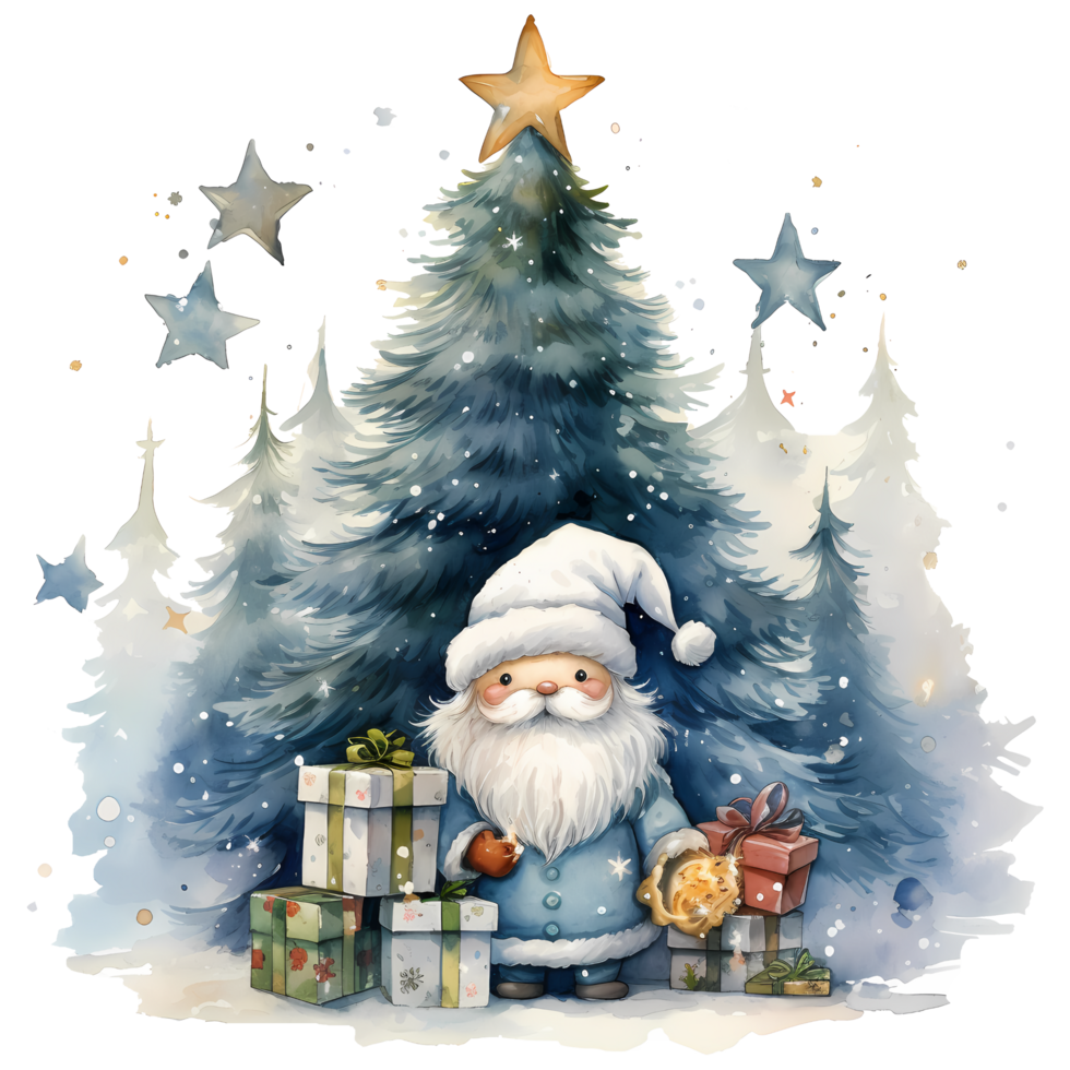 Christmas Gnome with Gifts Watercolor AI Generative 28632861 PNG