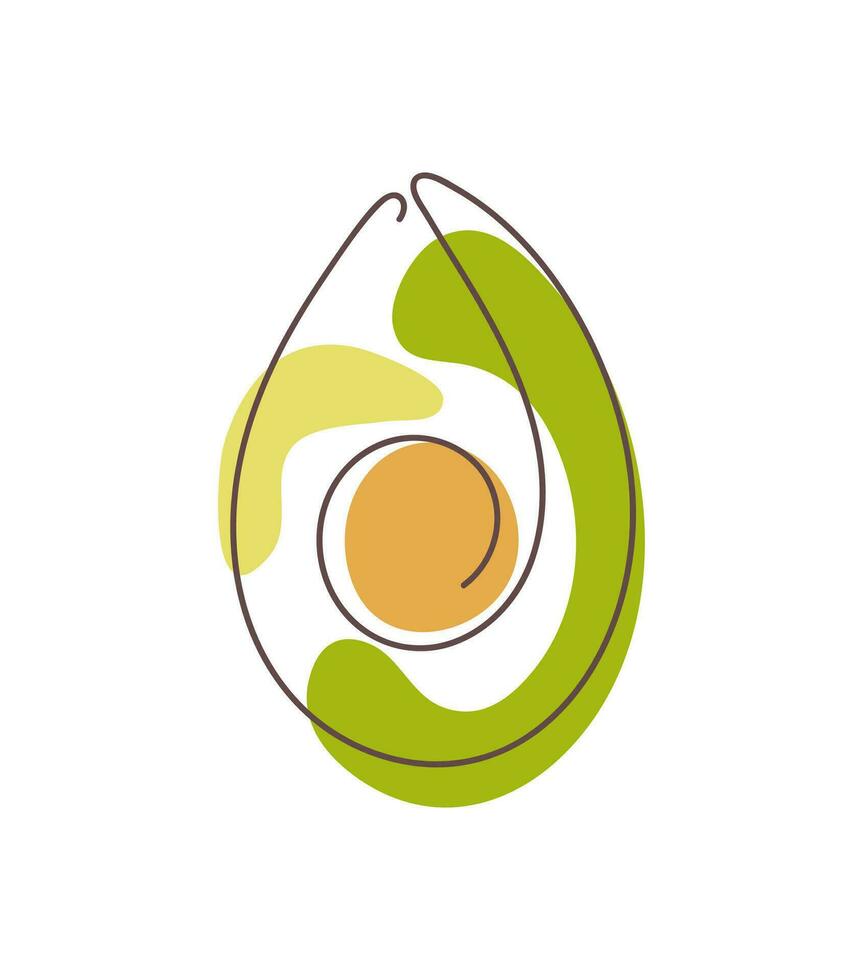 Avocado one line drawing art. Vector illustration isolated on white background. Avocado line art. Simple minimalist style