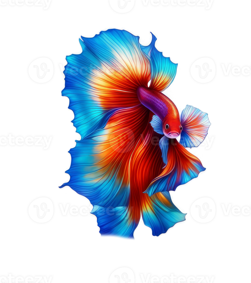 Colorful betta fish on transparent background.AI Generative. png