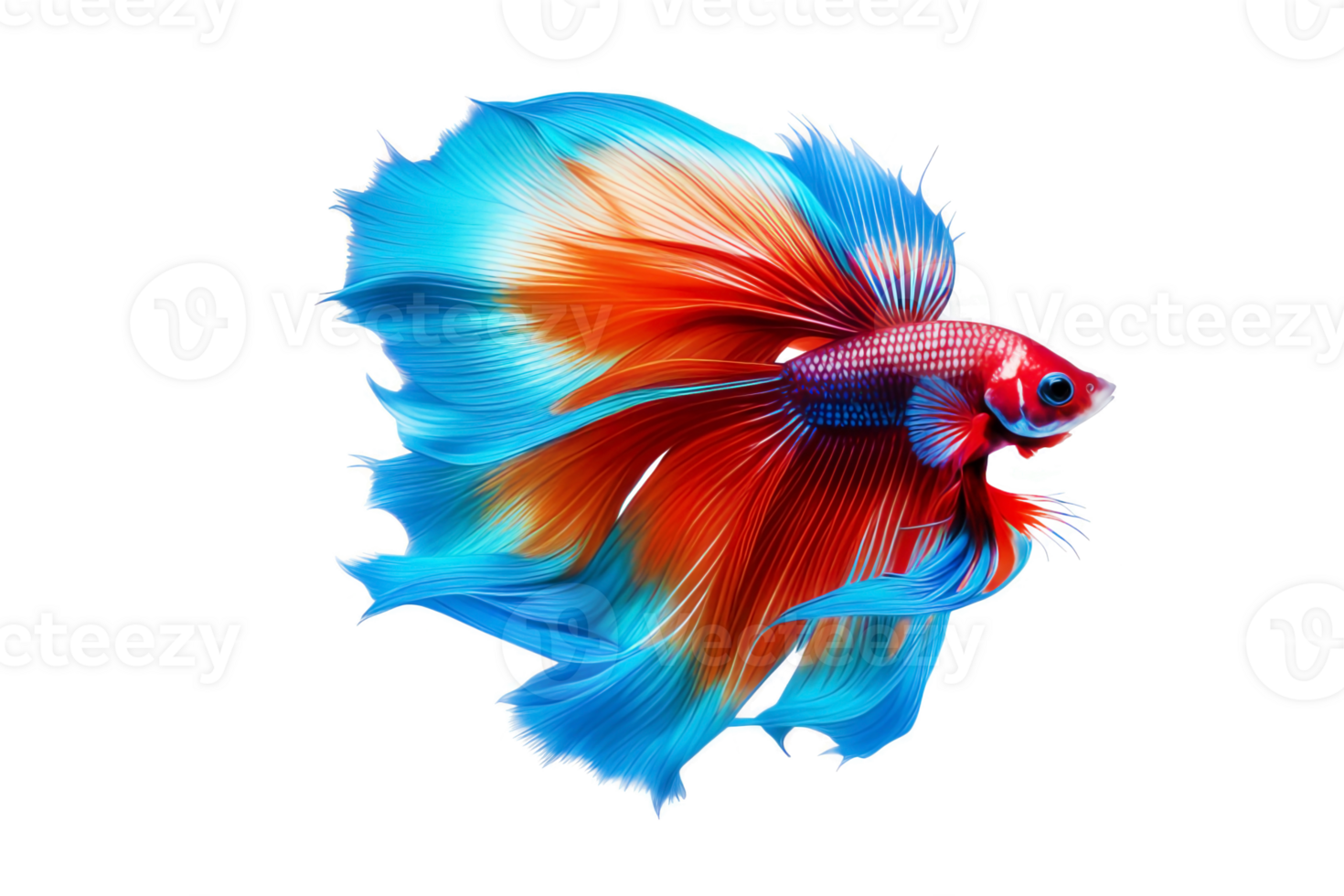 Colorful betta fish on transparent background.AI Generative. png