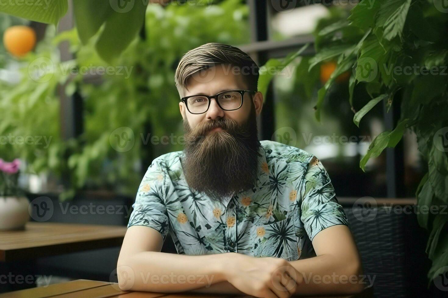 Man beard hipster. Generate Ai photo
