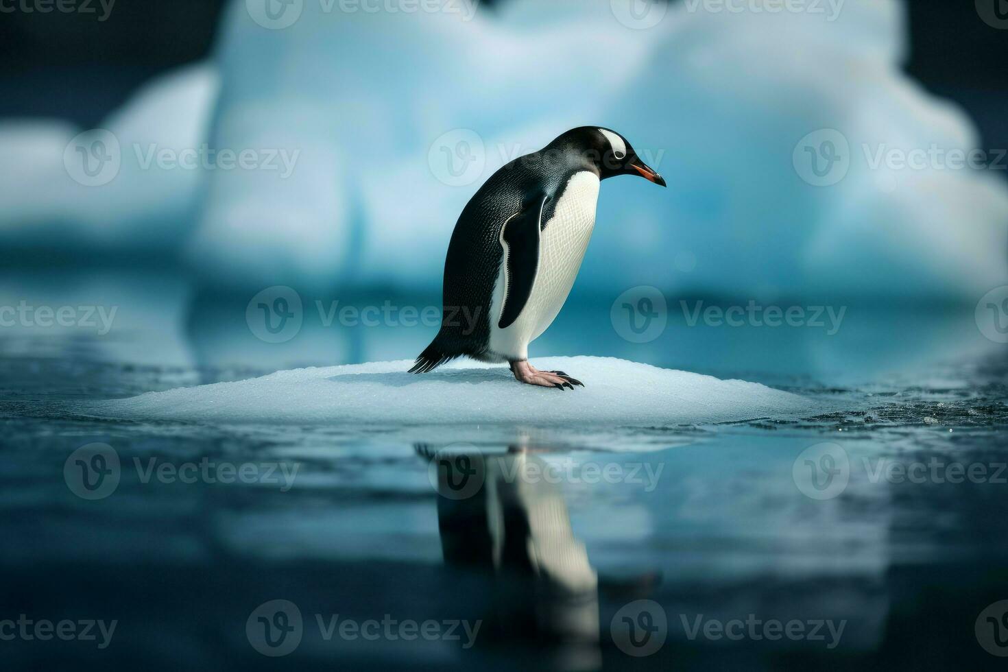 pingüino derritiendo hielo antecedentes. generar ai foto