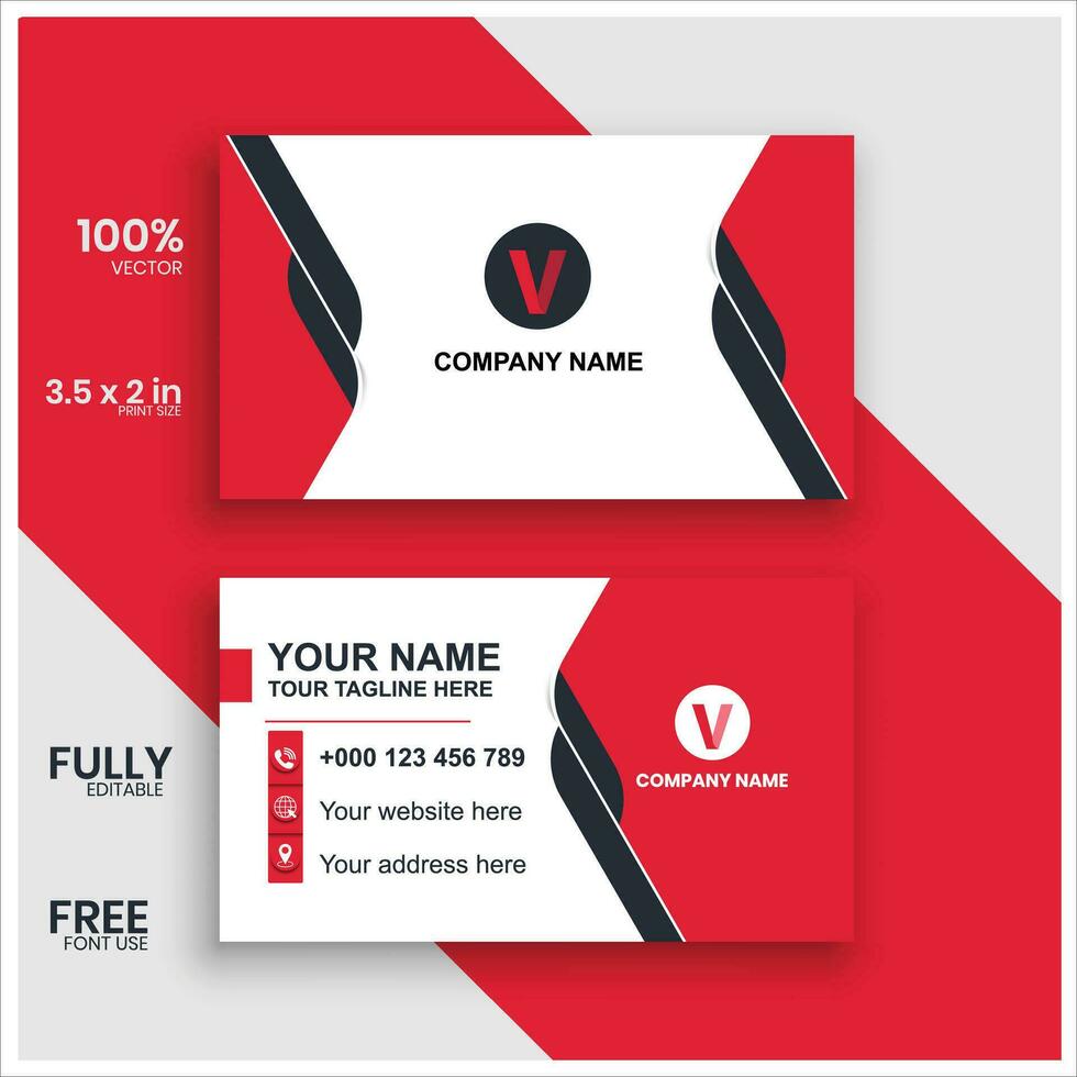 Premium Business card Red and white version vector