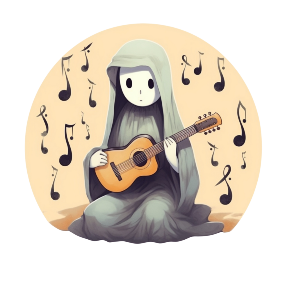 AI Generative spooky music on Halloween festival cartoon character png