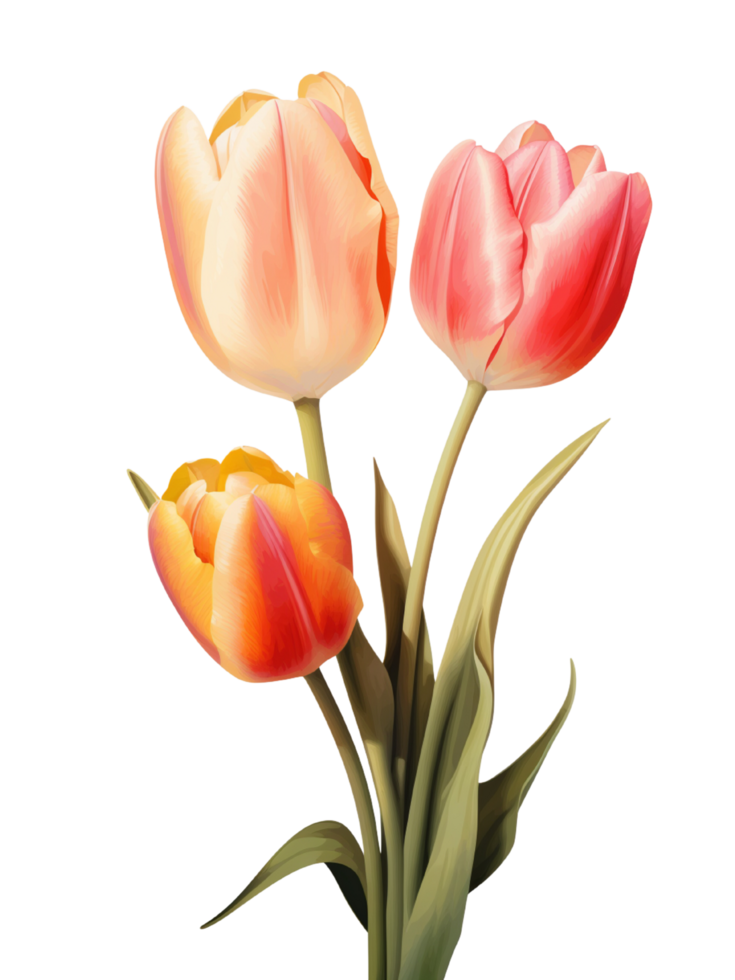 AI Generative watercolor colorful tulip flower on transparent background png