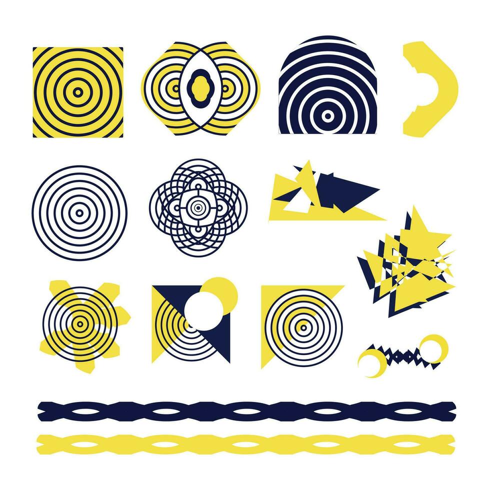Set of modern abstract vector Shapes. Geometric vector shapes of different colors design. Template ready for use in web or print design