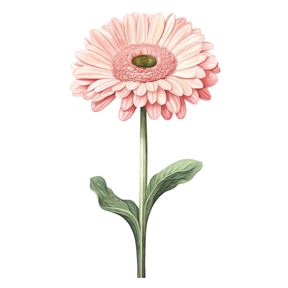 AI GENERATIVE watercolor pastel gerbera flower isolation on transparent background png