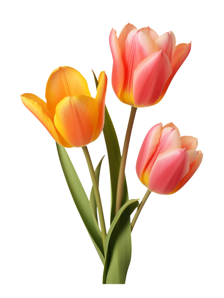 AI Generative watercolor colorful tulip flower on transparent background png