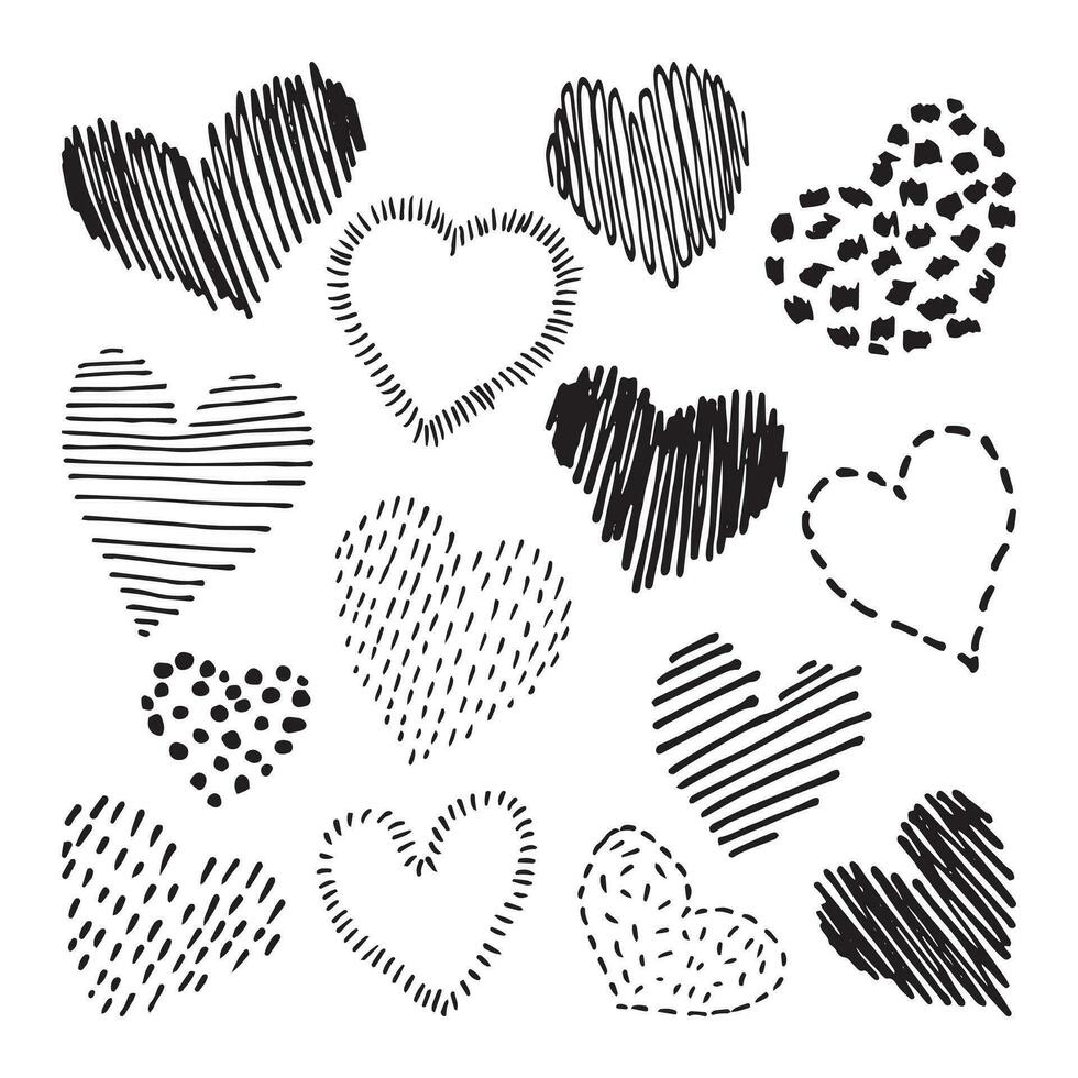 Vector set of black hearts