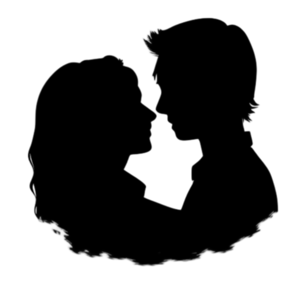 Anime Couple Silhouette Romantic Art png