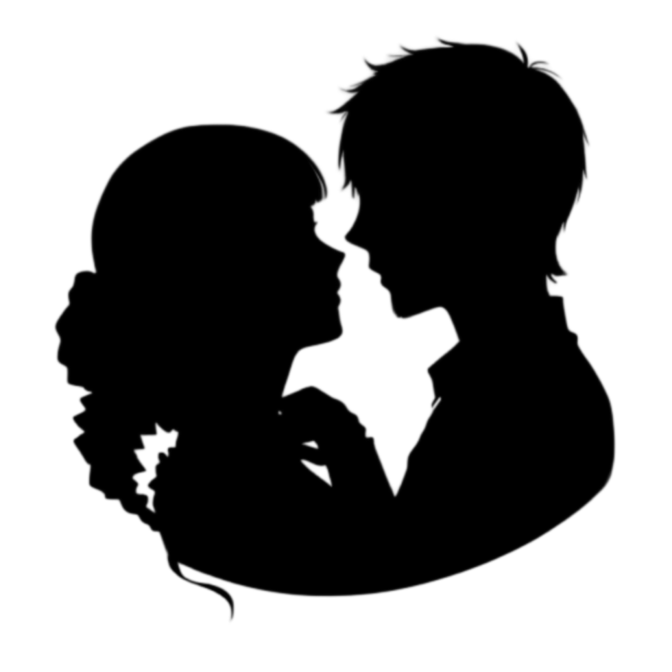 Anime Couple Silhouette Romantic Art png