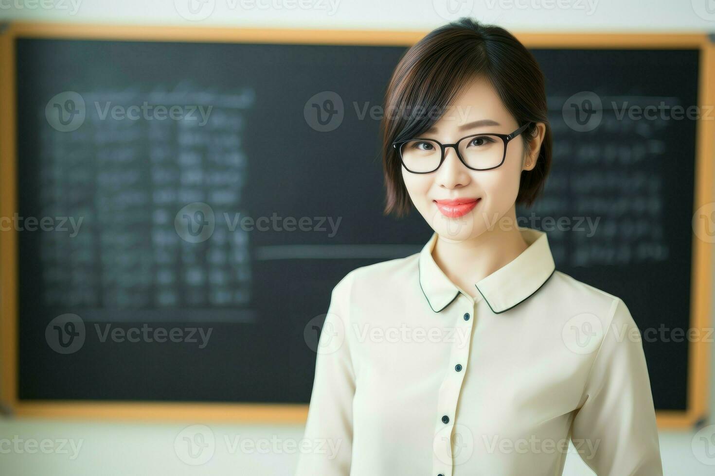 Female teacher red lips. Generate Ai photo