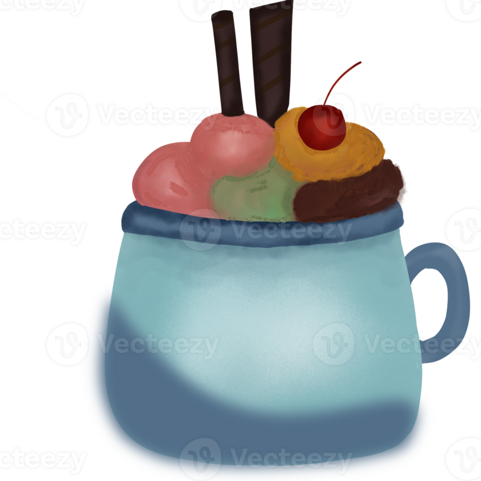 Cup of ice cream and candy bar png