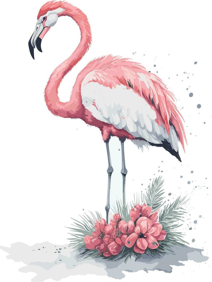 Pink Christmas Flamingo Design vector