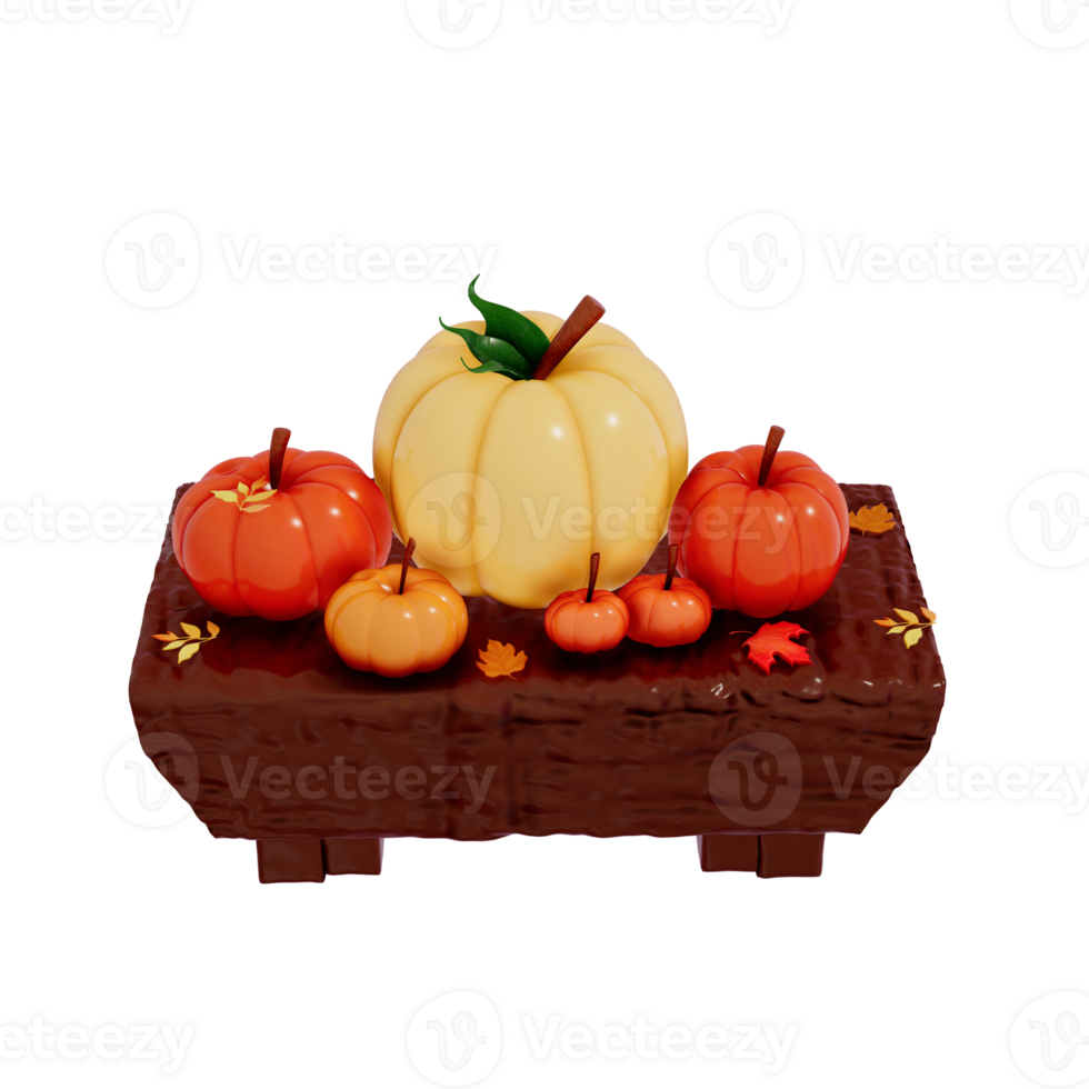 Autumn pumpkin 3d on transparent background png