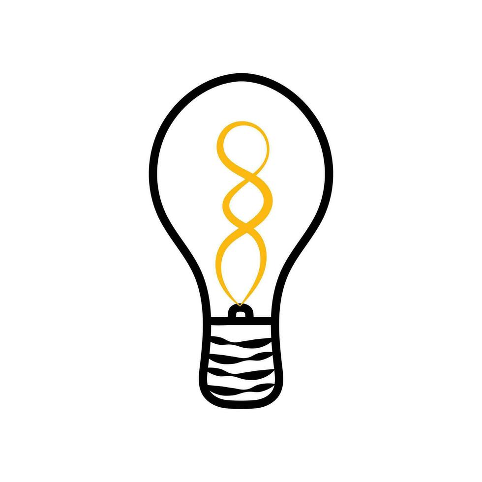 electricity and lighting concept, Vector illustration. Light bulb with rays shine. Energy and idea symbol.