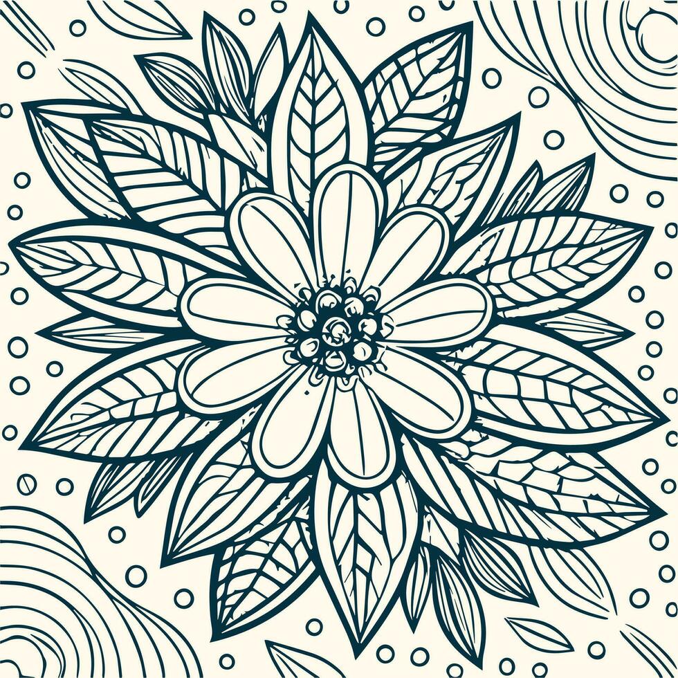 Flower coloring page vector. Flower line art white background, Cute flowers printable coloring page, Vector flower page for coloring, Outline magnolia