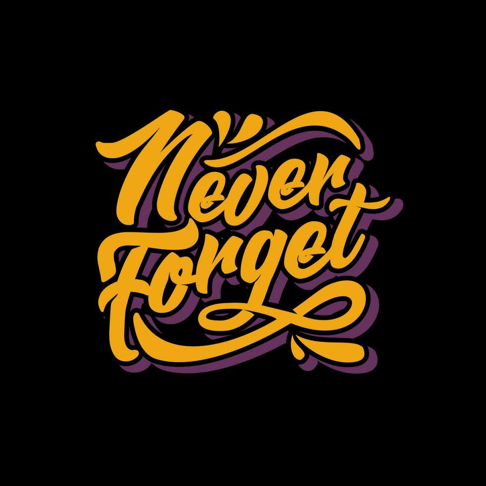 Hand Lettering Typography Inspirational Quote Never Forget vector