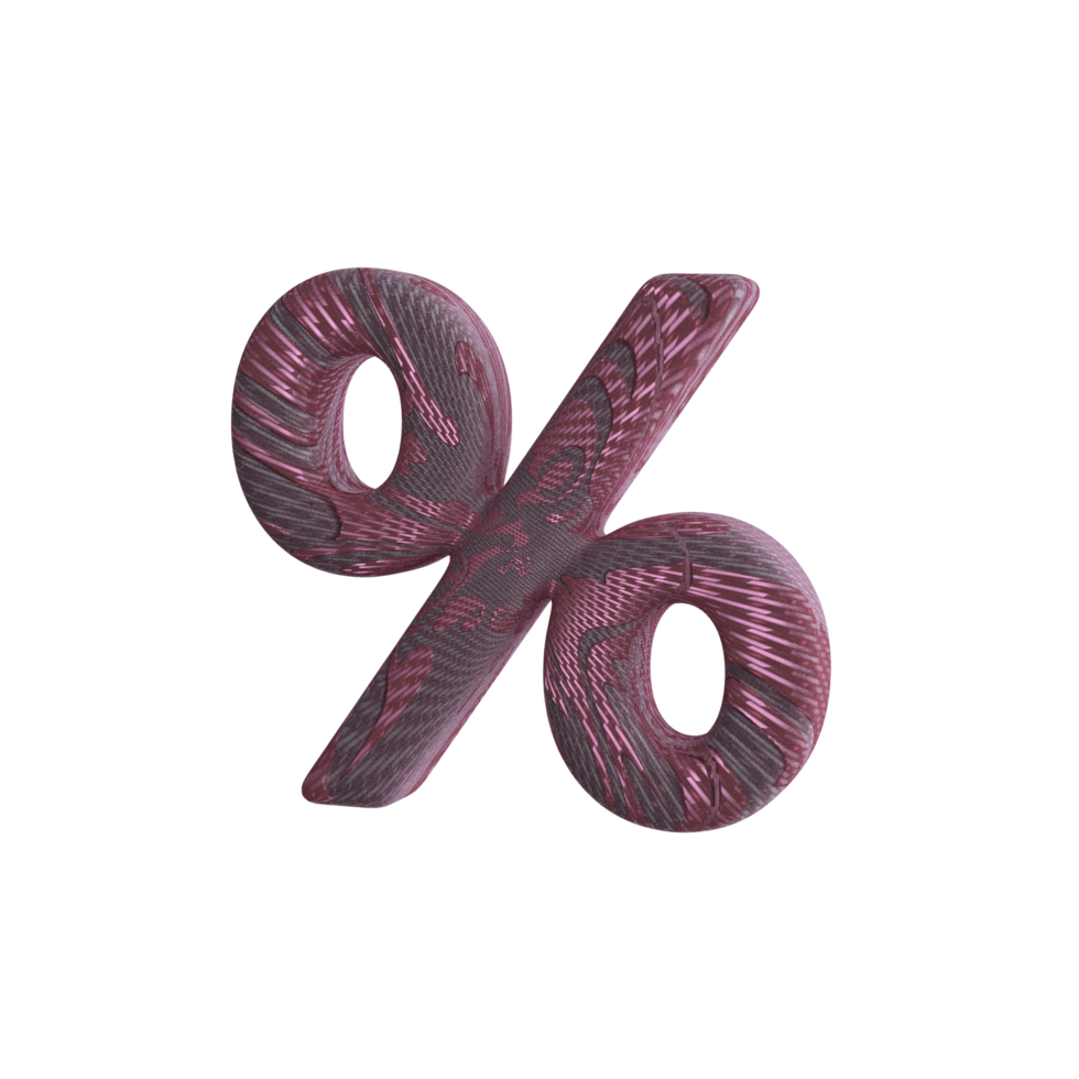 Percent Sign with Fabric Material 3D Render png