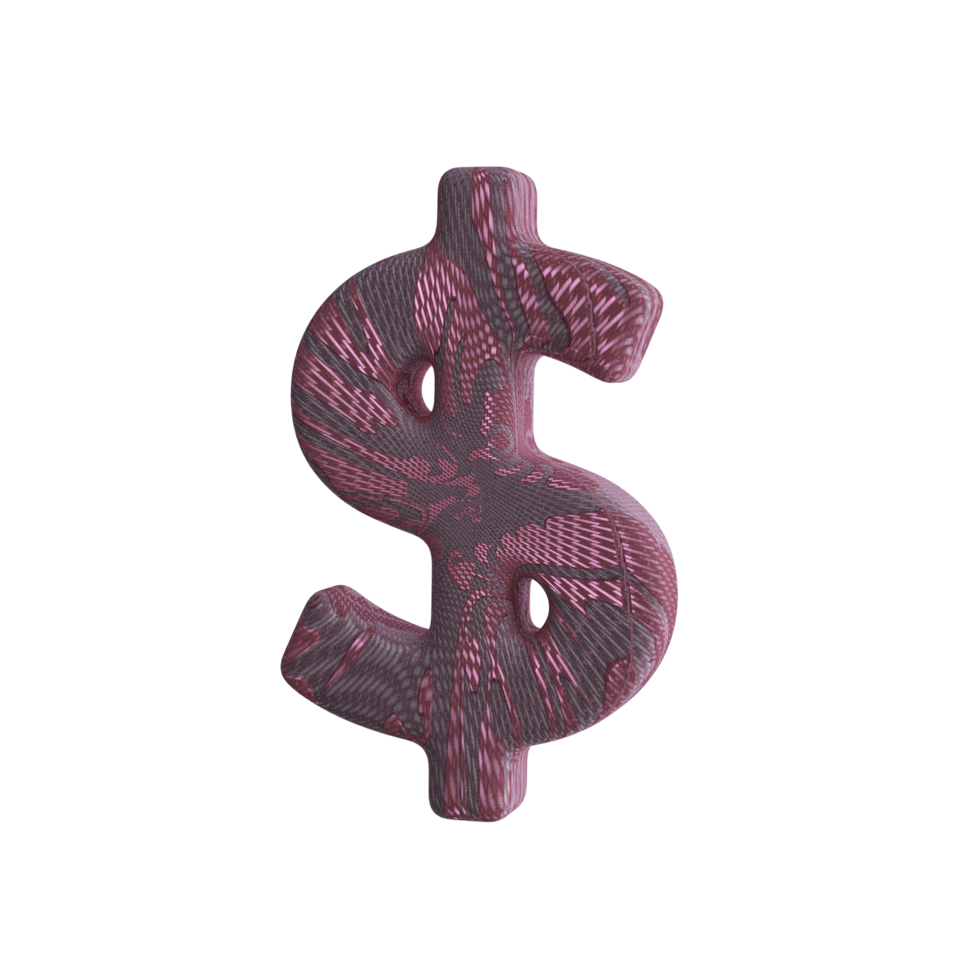 Dollar Sign with Fabric Material 3D Render png