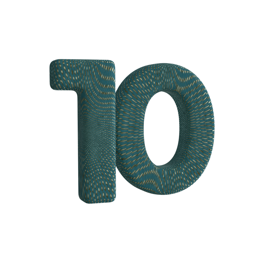 número 10 3d hacer con verde tela material 28634322 PNG