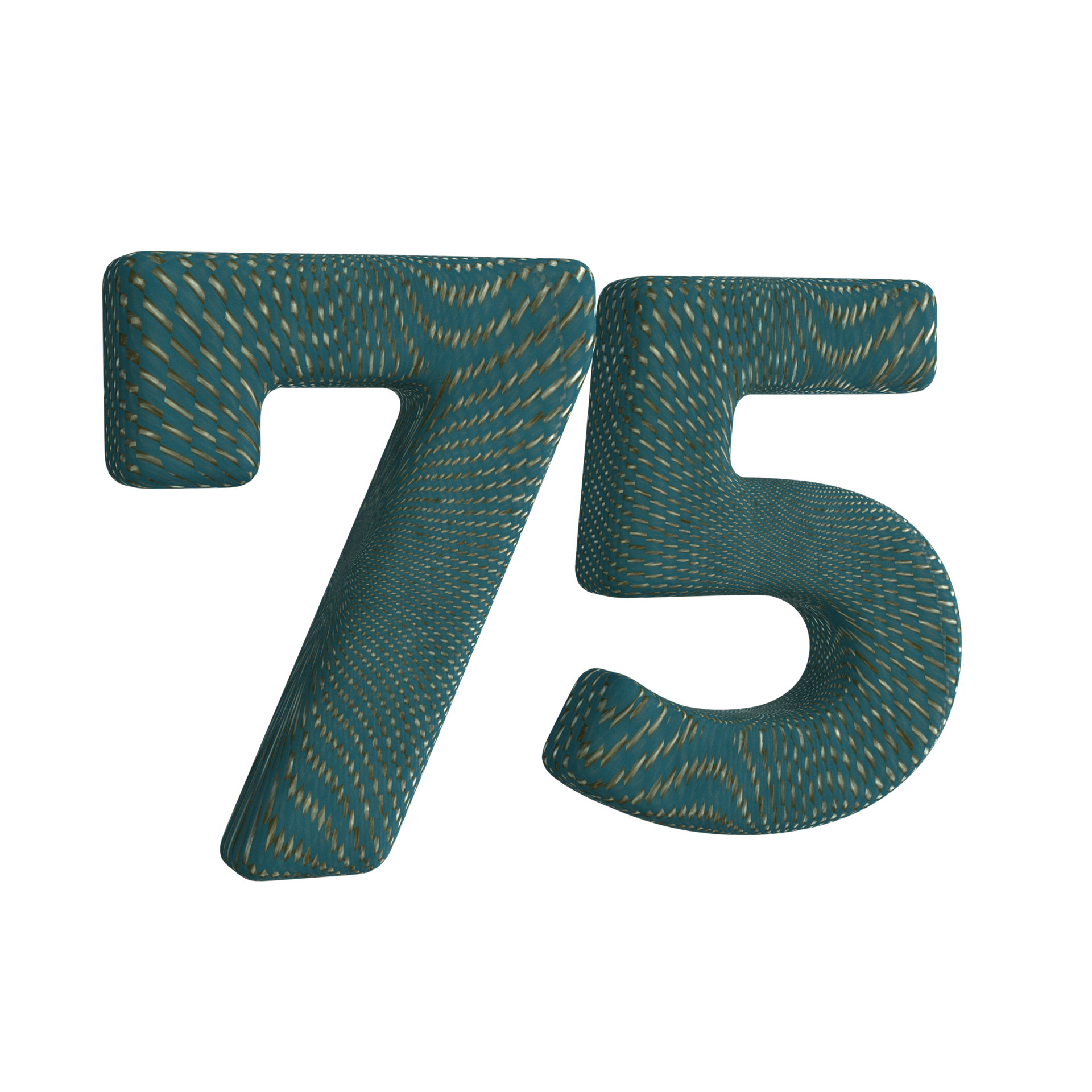 Number 75 3D Render with Green Fabric Material 28634337 PNG