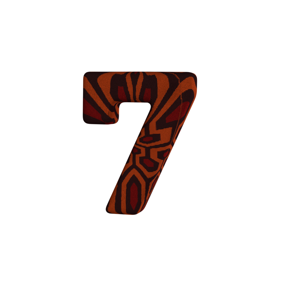 Number 7 with Fabric Material 3D Render png