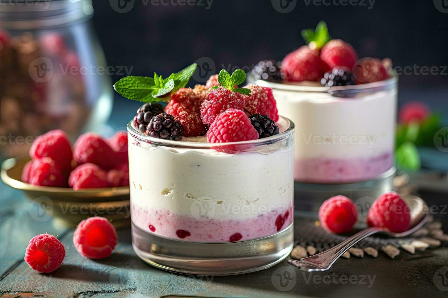 Slice of raspberry cheesecake on a plate, AI Generated photo