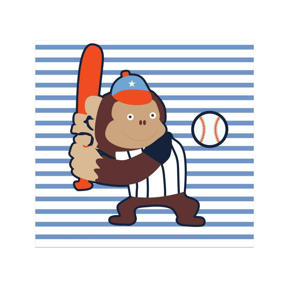 monkey with baseball Print 28634512 Vector Art at Vecteezy