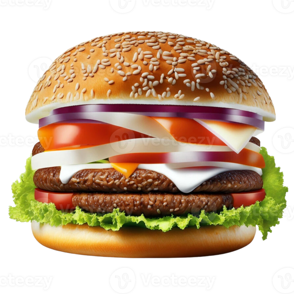 Fully Loaded Hamburger AI Generated png