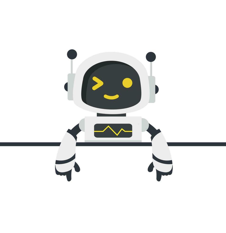Cute  Ai robot with empty blank white board vector