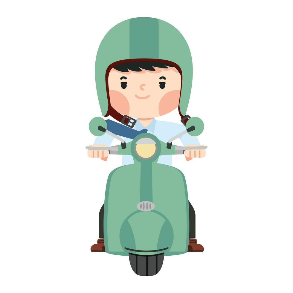 businessman riding a motorcycle cartoon vector