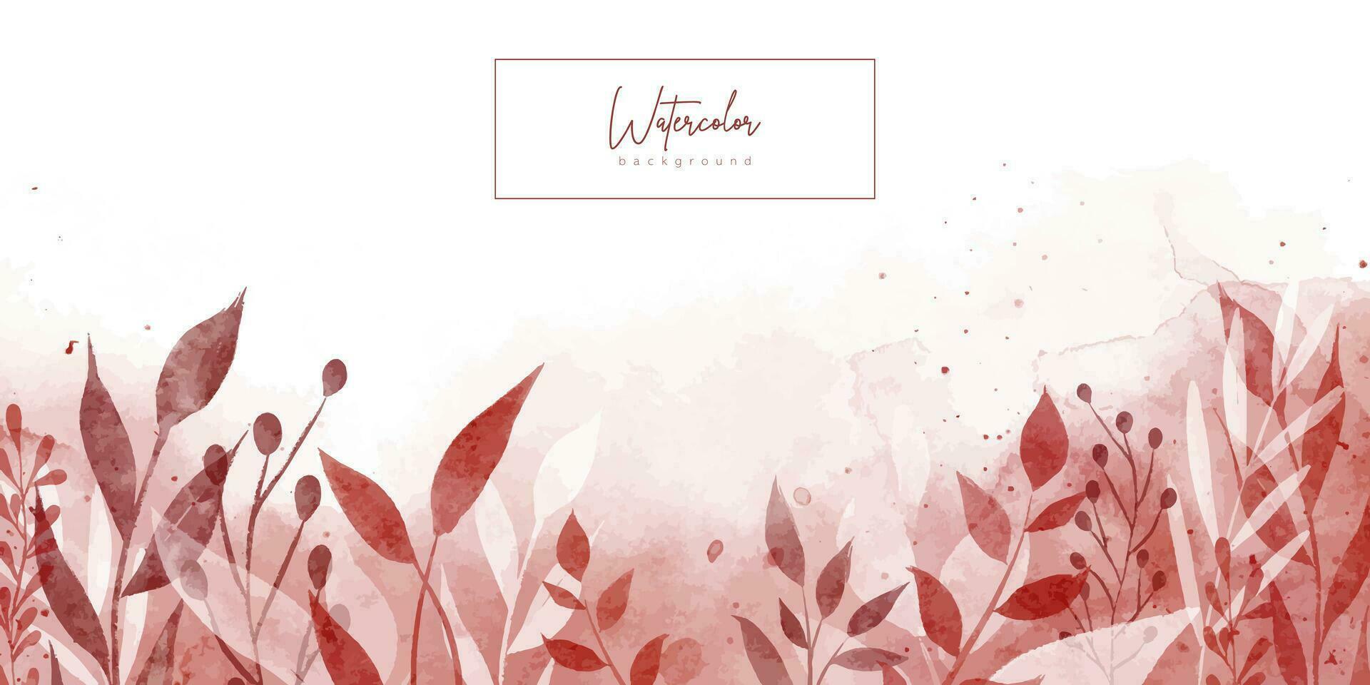 Abstract watercolor autumn, red, brown background with leaves and branches. Vector illustration for advertisingeting, presentation, design, invitation, social media, web, flyer, card and banner