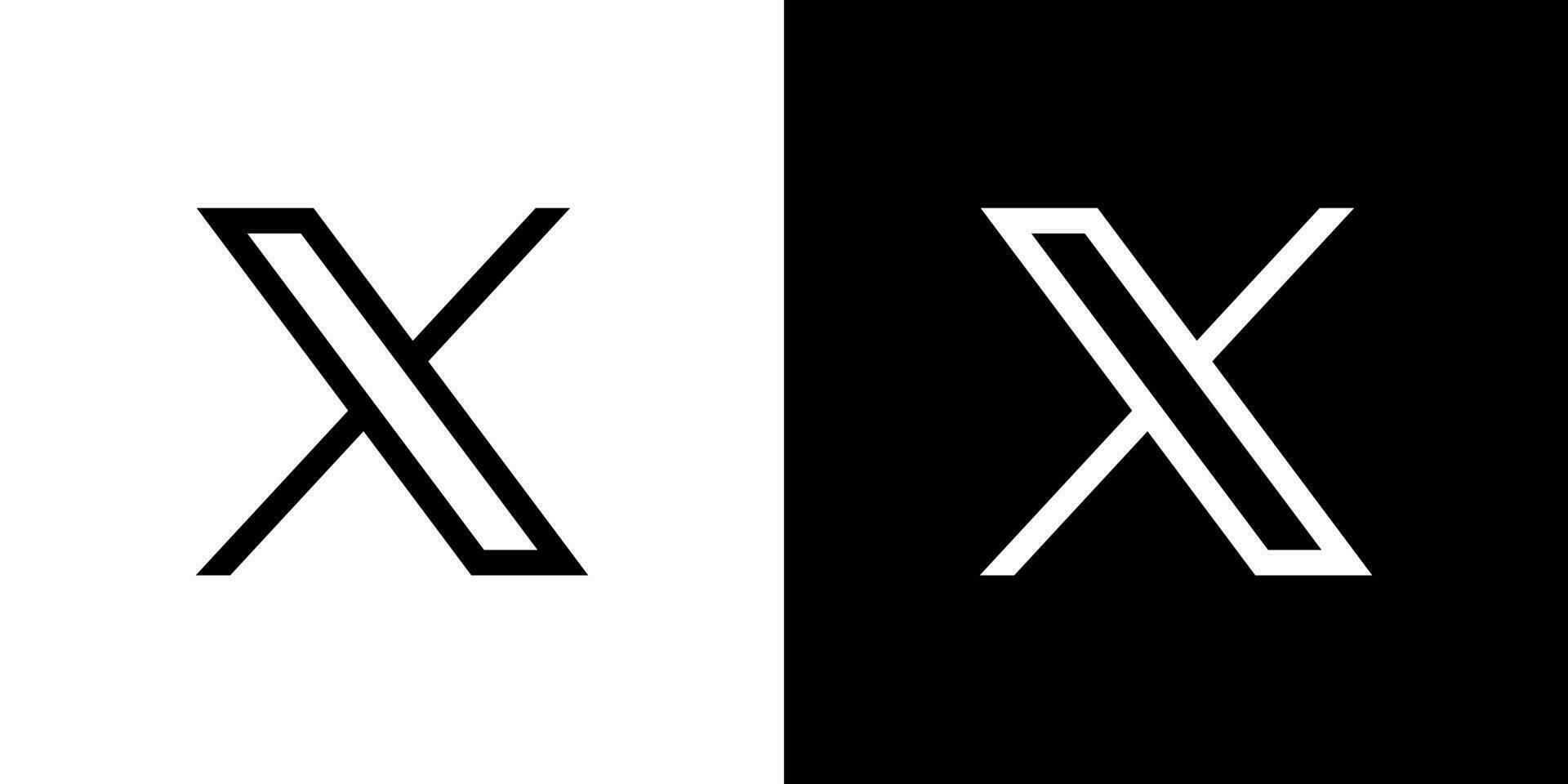 social medios de comunicación X logo invertido estilos en negro y blanco vector