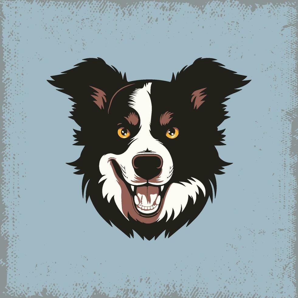 Illustration of a Black and White Dog Head vector