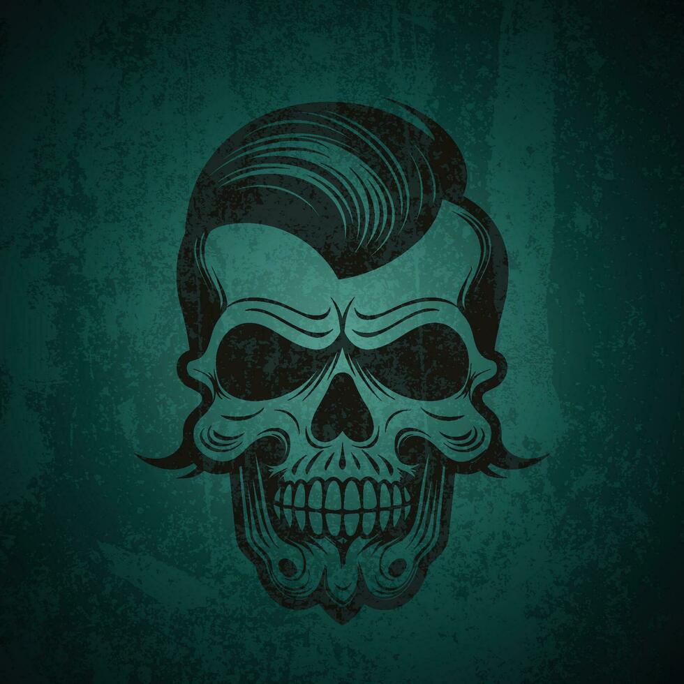 Illustration of a skull with a pompadour hairstyle vector
