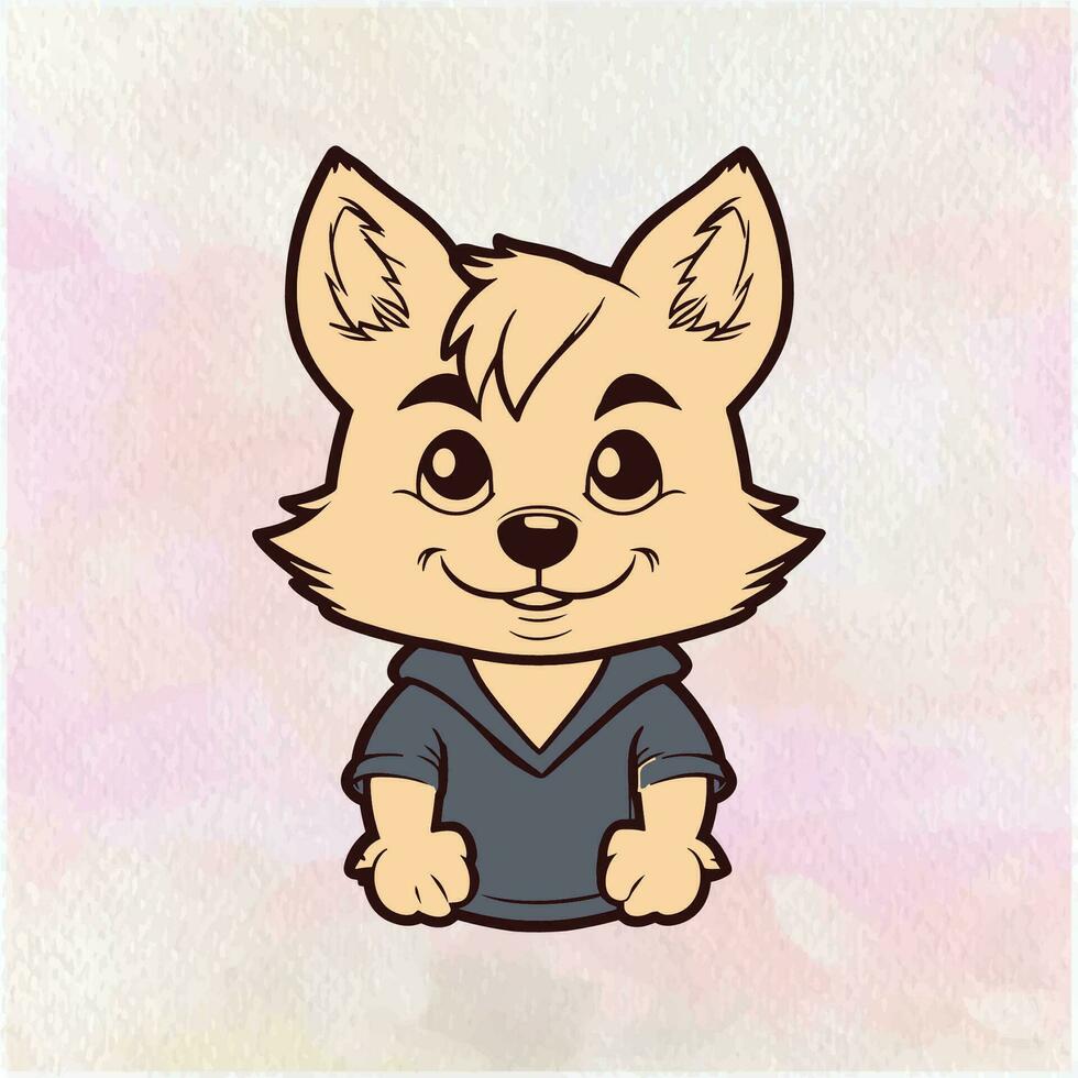 Cute Cartoon Fox Wearing a Blue Sweater vector