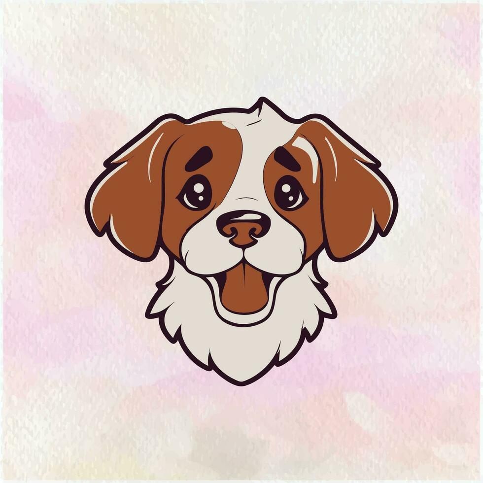 A Pink Background with a Smiling Cartoon Dog vector