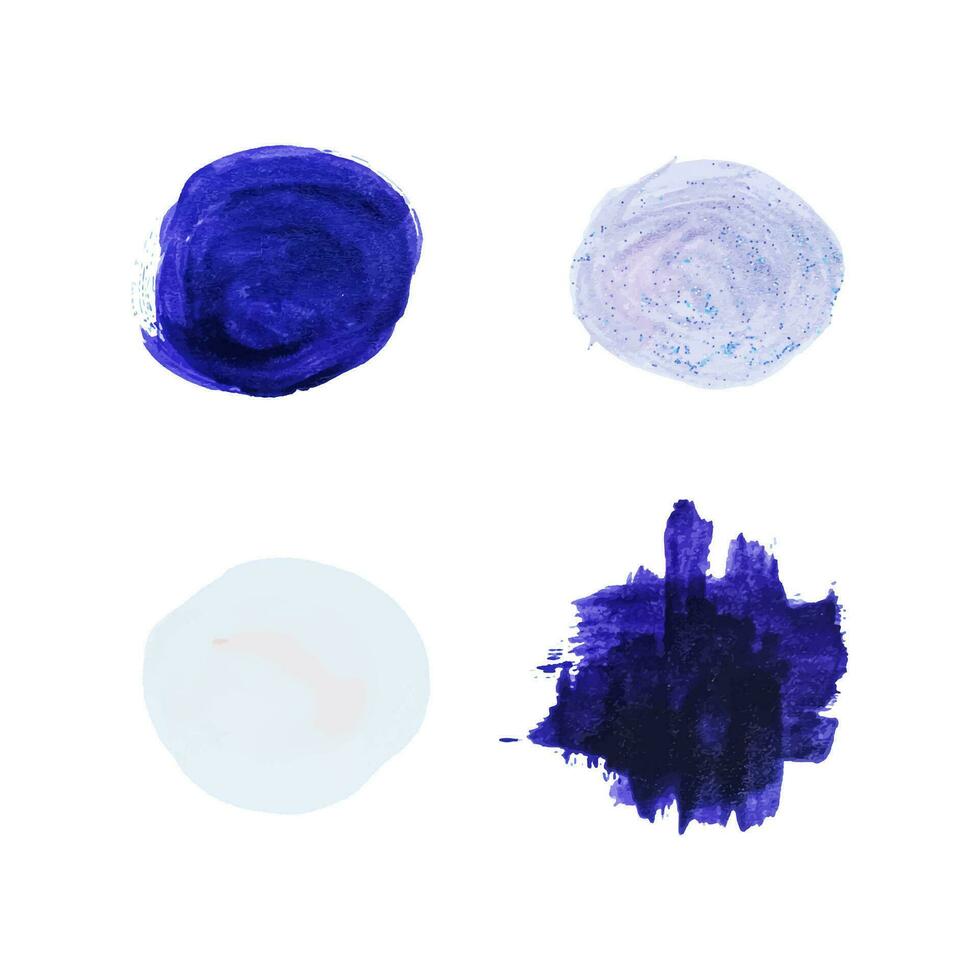 Set of colored watercolor brush strokes, spots. Design elements. Abstract vector drawing.