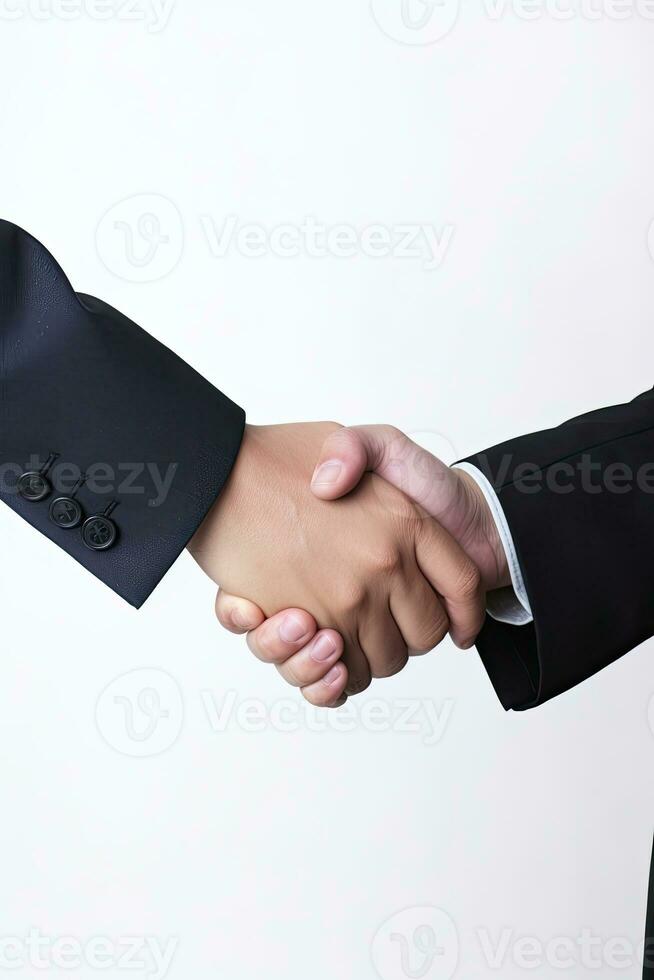 Handshake, wearing a suit, formal occasion, AI Generated photo